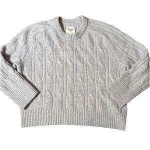 Abercrombie & Fitch Women's Cable Knit Boxy Sweater Gray Sz Medium Chunky Y2K